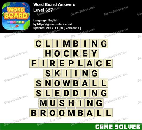 627 words answers all levels.